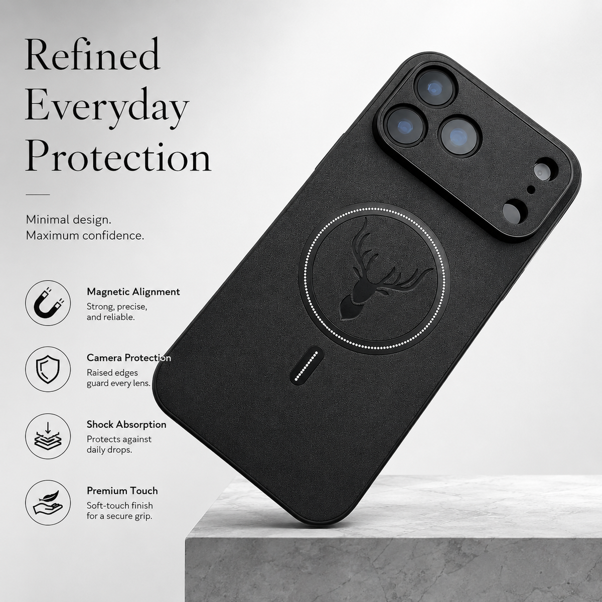 Premium iPhone Case MagSafe Faux Leather Magnetic Full Coverage Protective Cover Anti Scratch Anti Fingerprint Slim Non Slip Wireless Charging Case