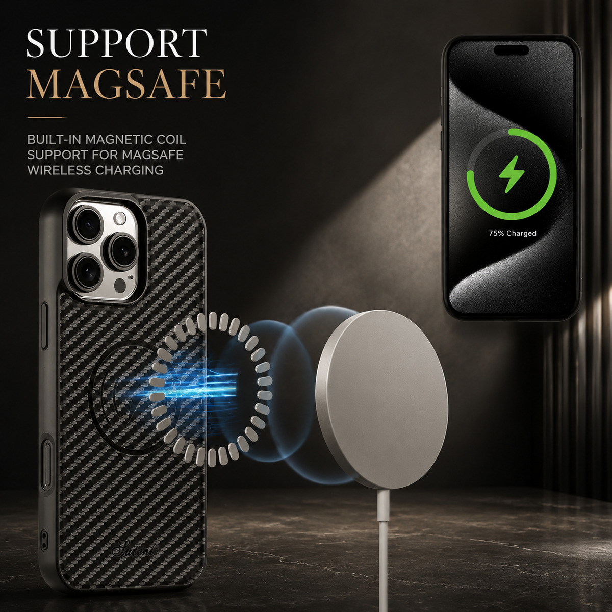 Premium iPhone Case MagSafe Faux Leather Wallet Card Holder Stand Shockproof Protective Cover Wireless Charging Slim Magnetic Full Coverage Protection