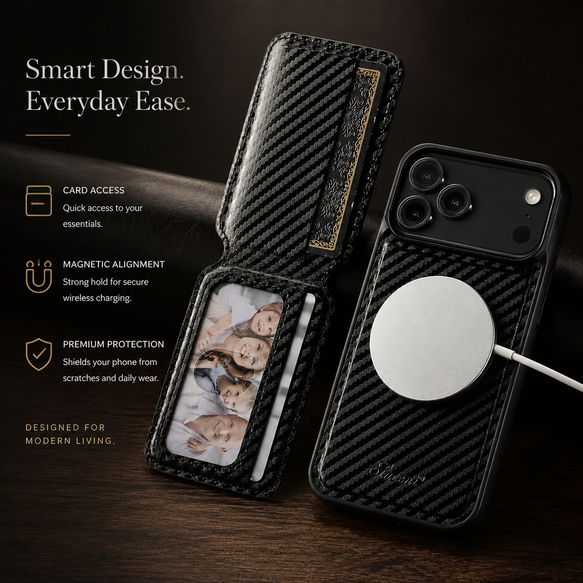 Premium iPhone Case MagSafe Faux Leather Wallet Card Holder Stand Shockproof Protective Cover Wireless Charging Slim Magnetic Full Coverage Protection