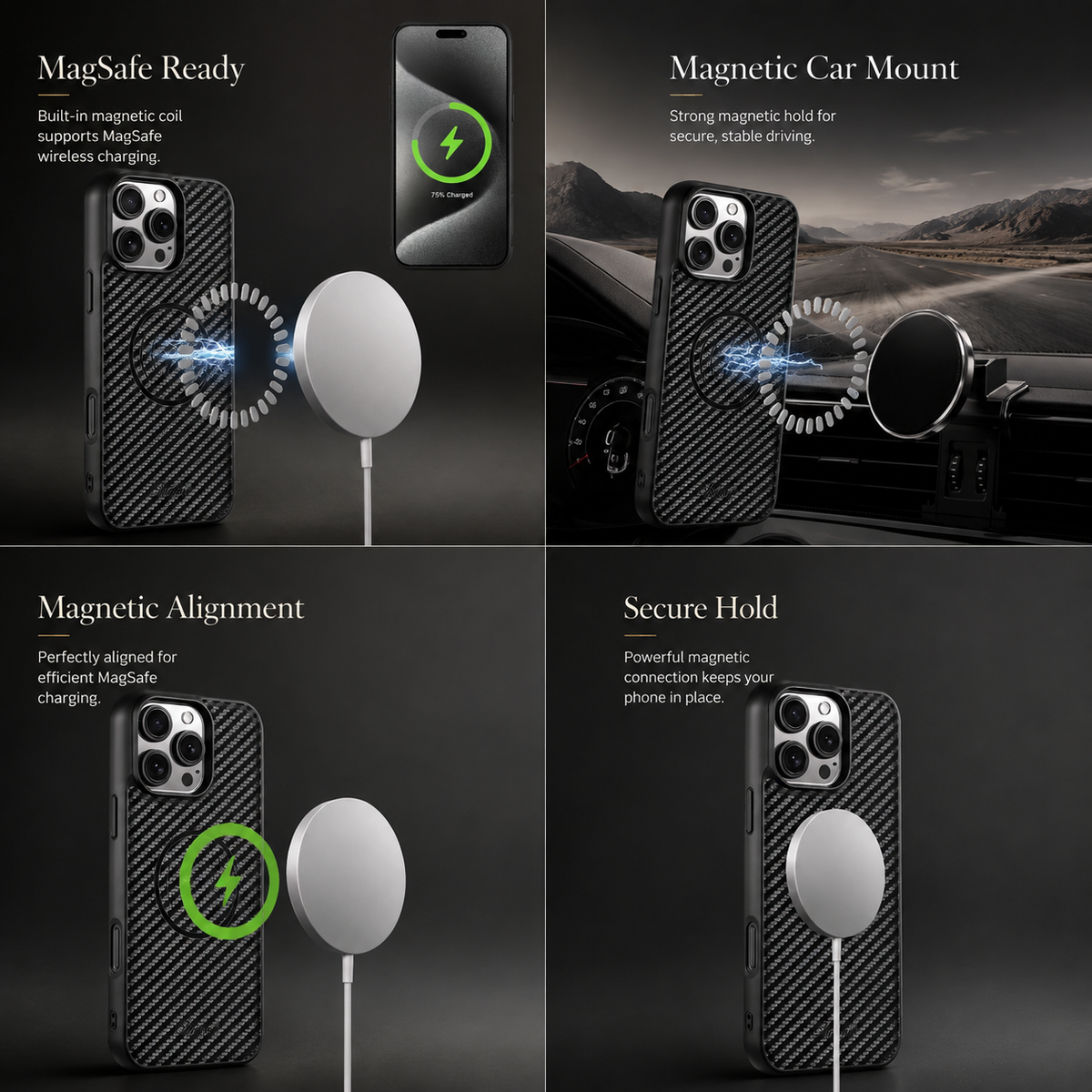 Premium iPhone Case MagSafe Faux Leather Wallet Card Holder Stand Shockproof Protective Cover Wireless Charging Slim Magnetic Full Coverage Protection