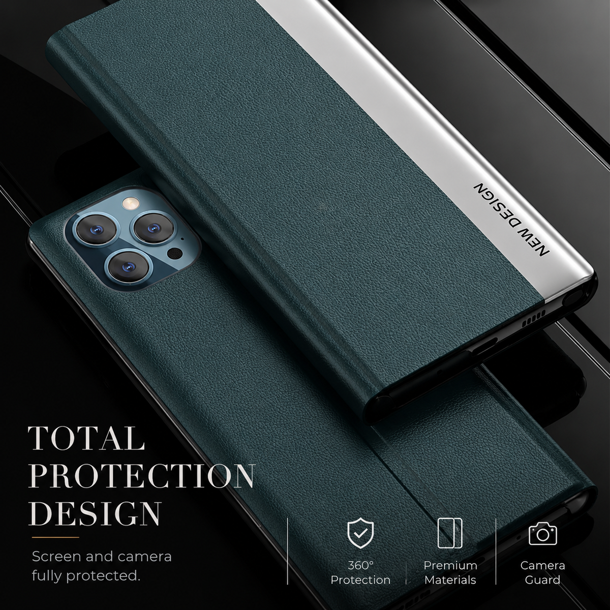 Premium iPhone Case MagSafe Flip Wallet Cover Magnetic Card Holder Stand Shockproof Screen Camera Protection Slim PU Leather Protective Design