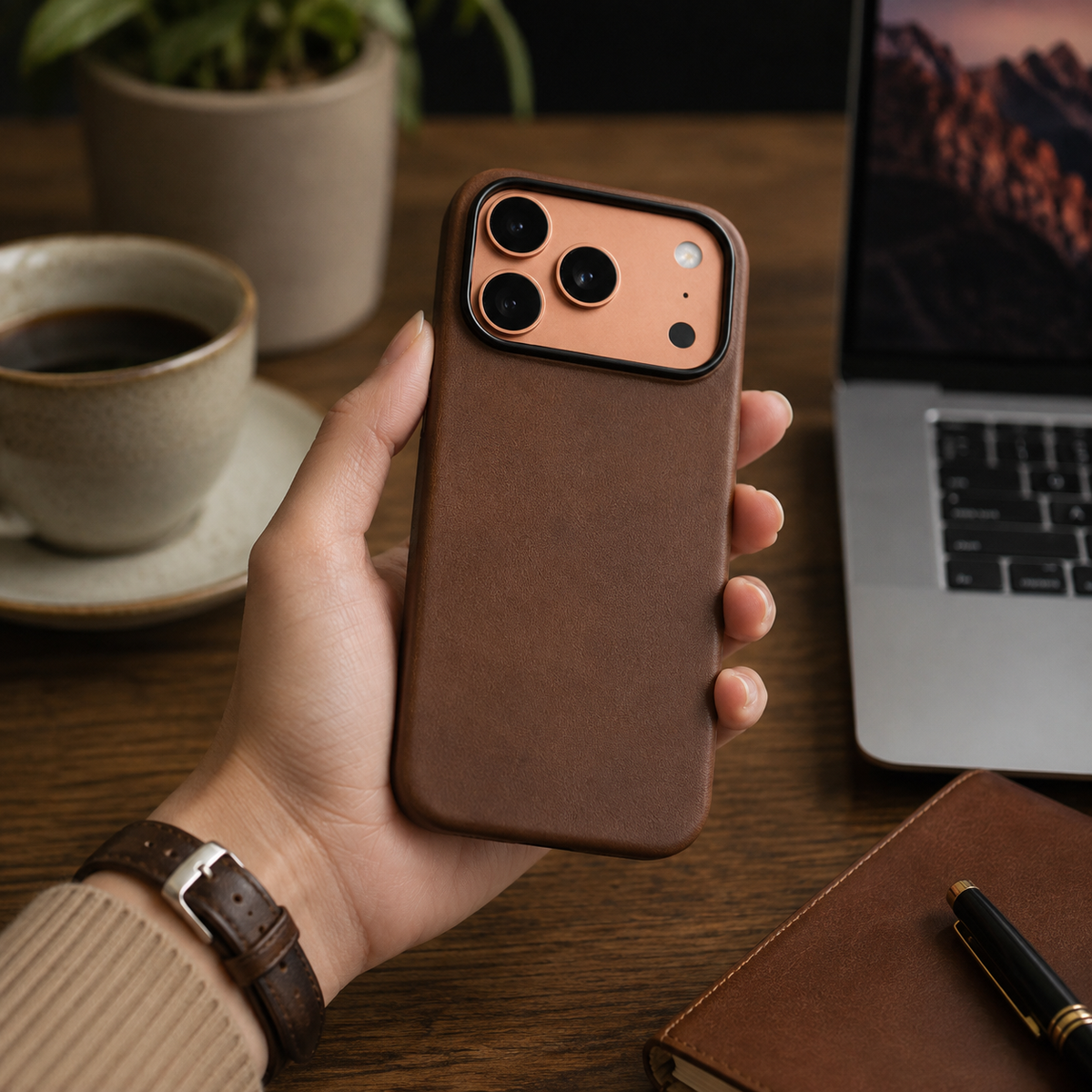 Premium iPhone Case MagSafe Genuine Cowhide Leather Cover Magnetic Protective Full Body Shockproof Anti Fingerprint Camera Protection Retro Slim Style