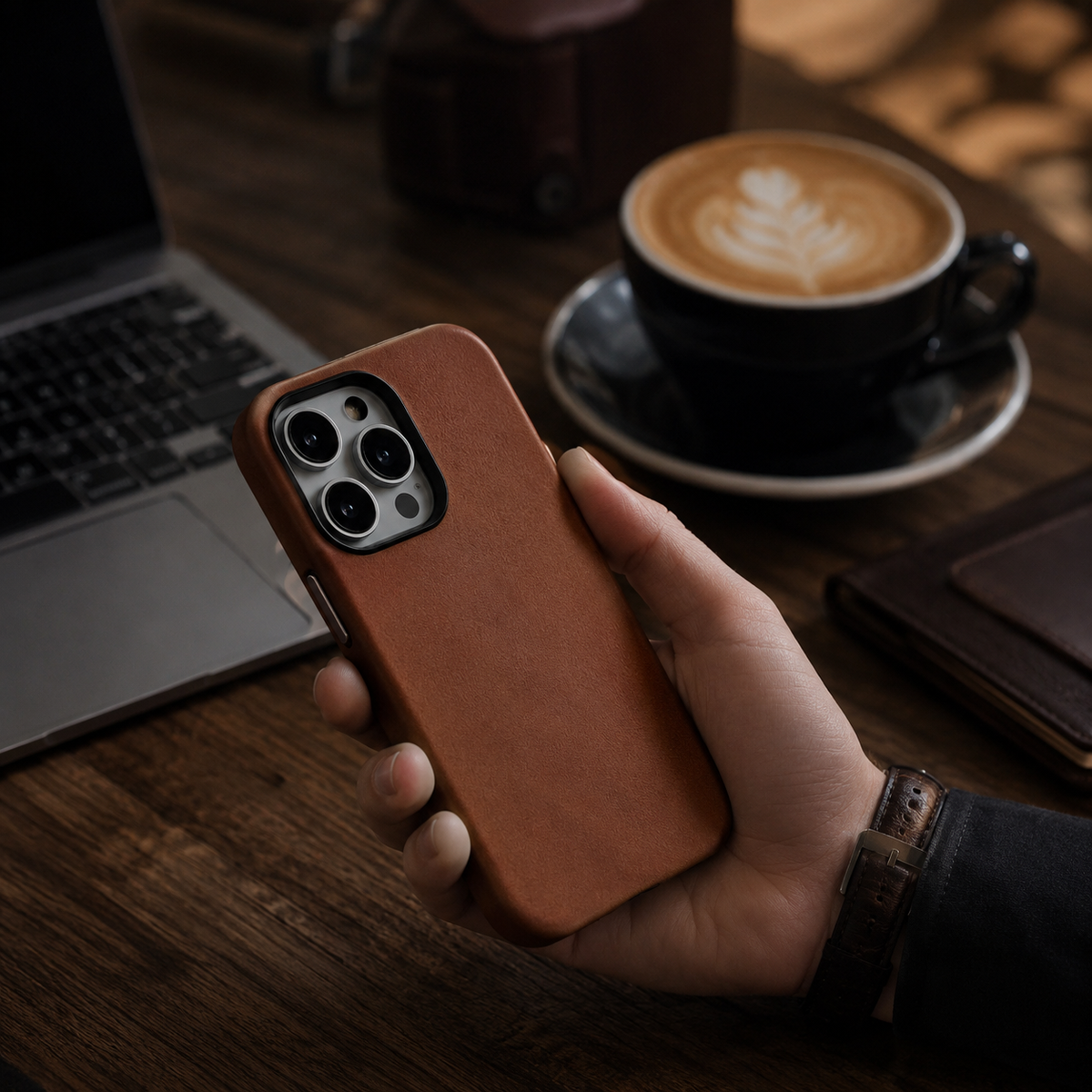 Premium iPhone Case MagSafe Genuine Cowhide Leather Cover Magnetic Protective Full Body Shockproof Anti Fingerprint Camera Protection Retro Slim Style