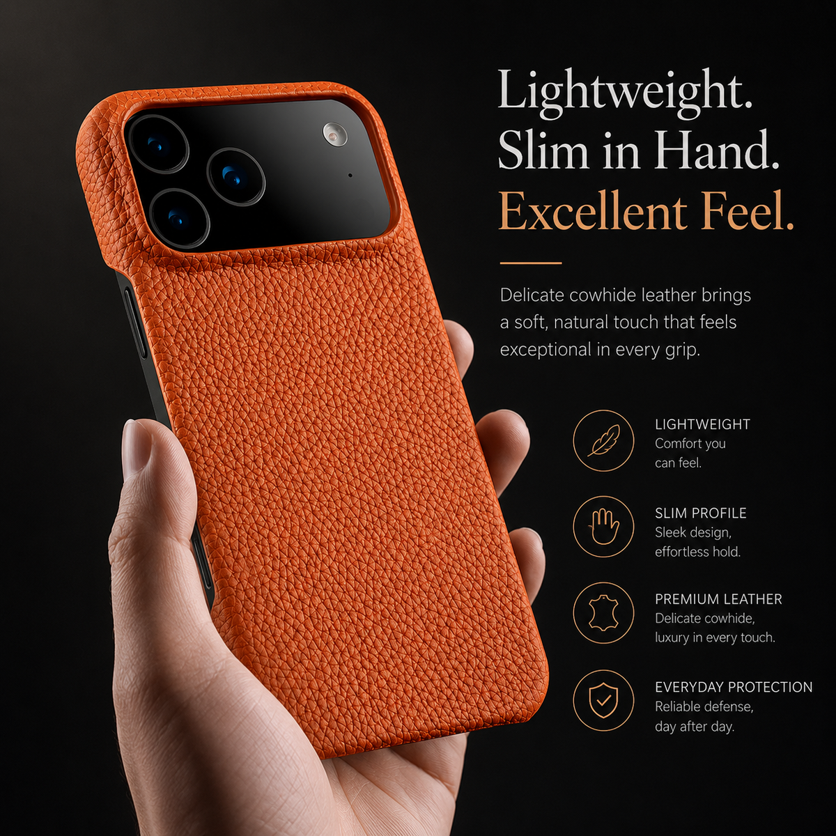 Premium iPhone Case MagSafe Genuine Cowhide Leather Magnetic Protective Cover Lychee Texture Hard PC Anti Scratch Non Slip Slim Full Coverage Back Case