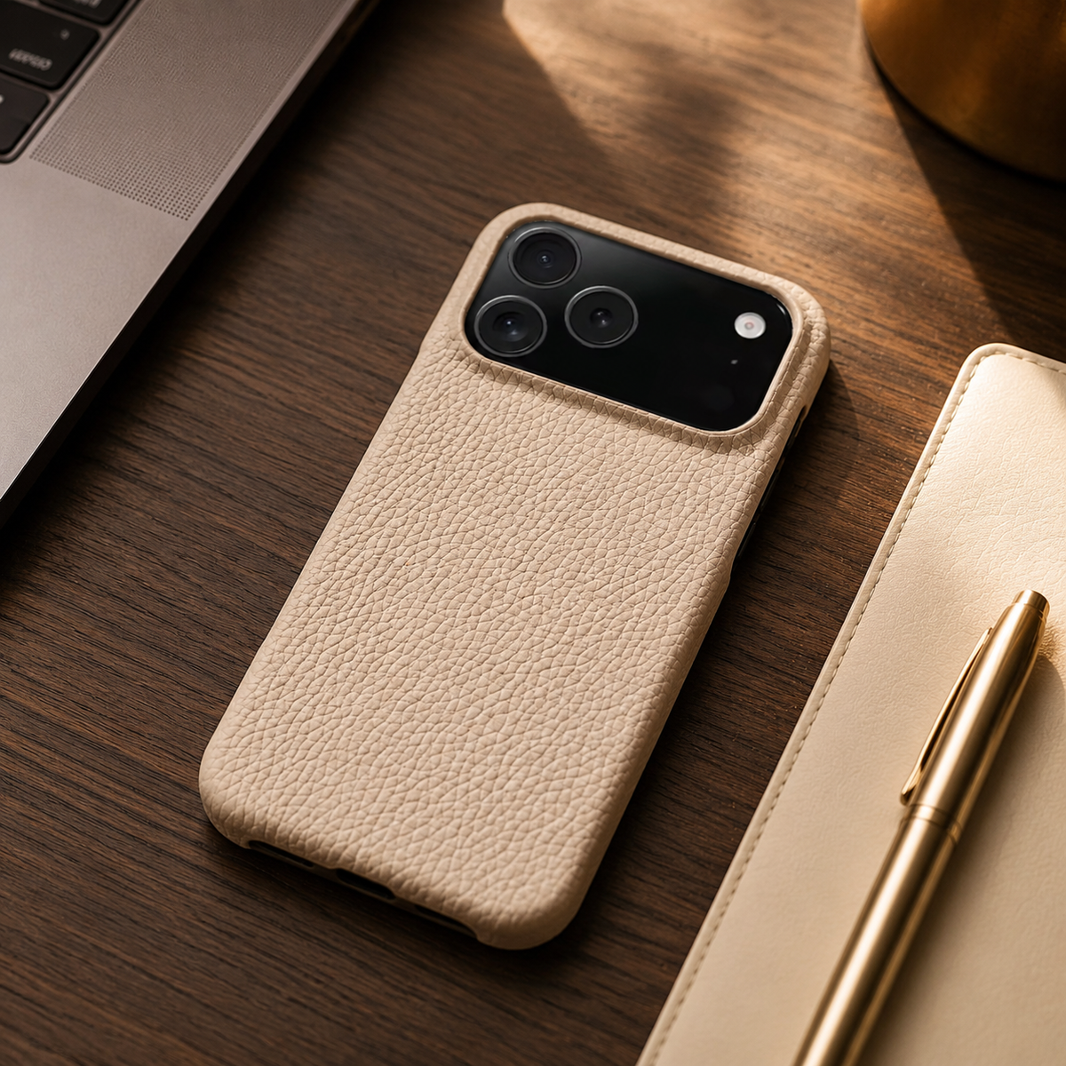 Premium iPhone Case MagSafe Genuine Cowhide Leather Magnetic Protective Cover Lychee Texture Hard PC Anti Scratch Non Slip Slim Full Coverage Back Case