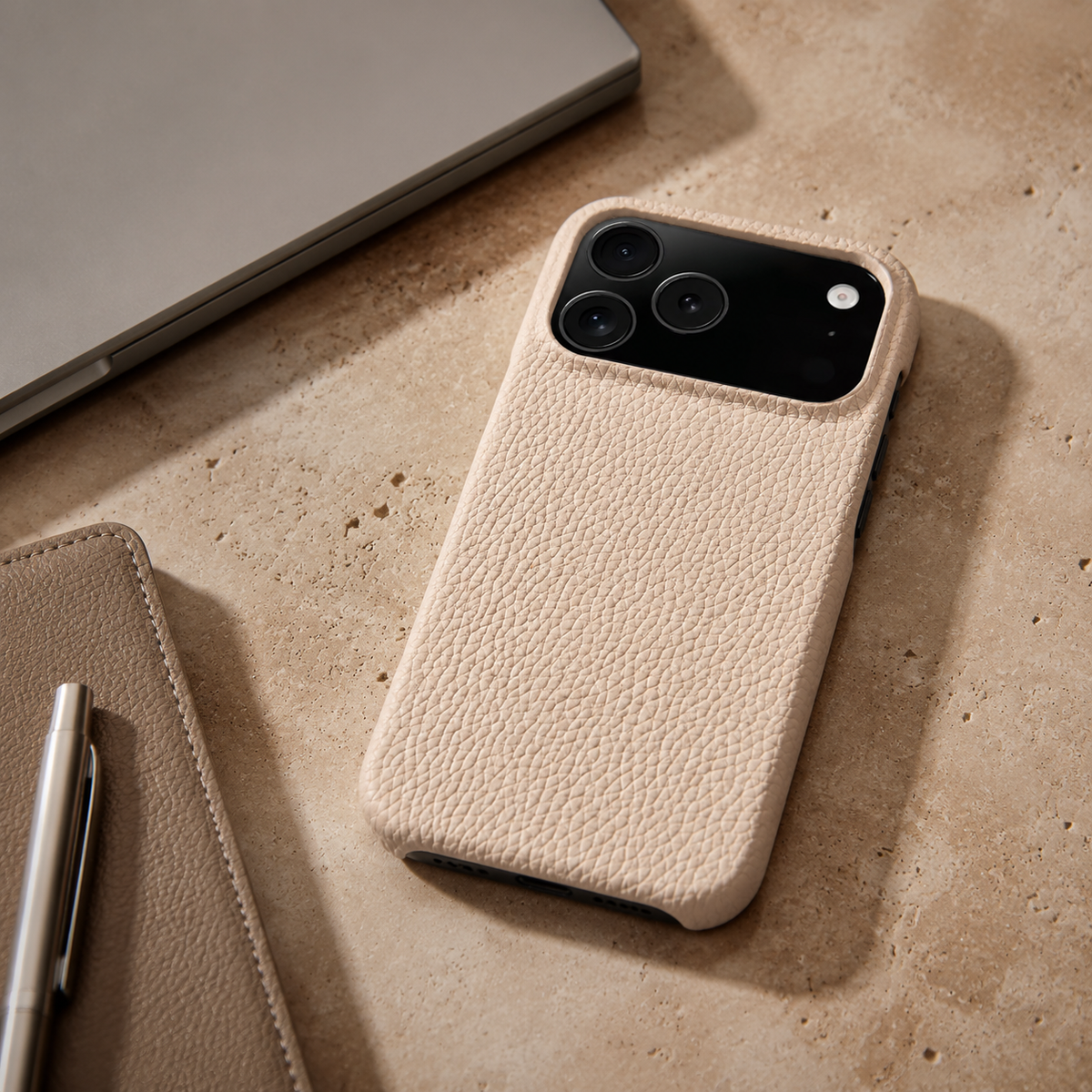 Premium iPhone Case MagSafe Genuine Cowhide Leather Magnetic Protective Cover Lychee Texture Hard PC Anti Scratch Non Slip Slim Full Coverage Back Case