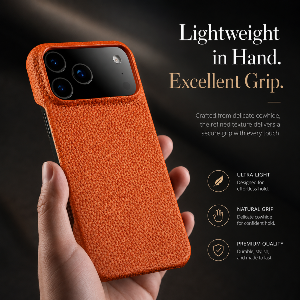 Premium iPhone Case MagSafe Genuine Cowhide Leather Magnetic Protective Cover Lychee Texture Hard PC Back Non Slip Slim Anti Scratch Full Coverage Case