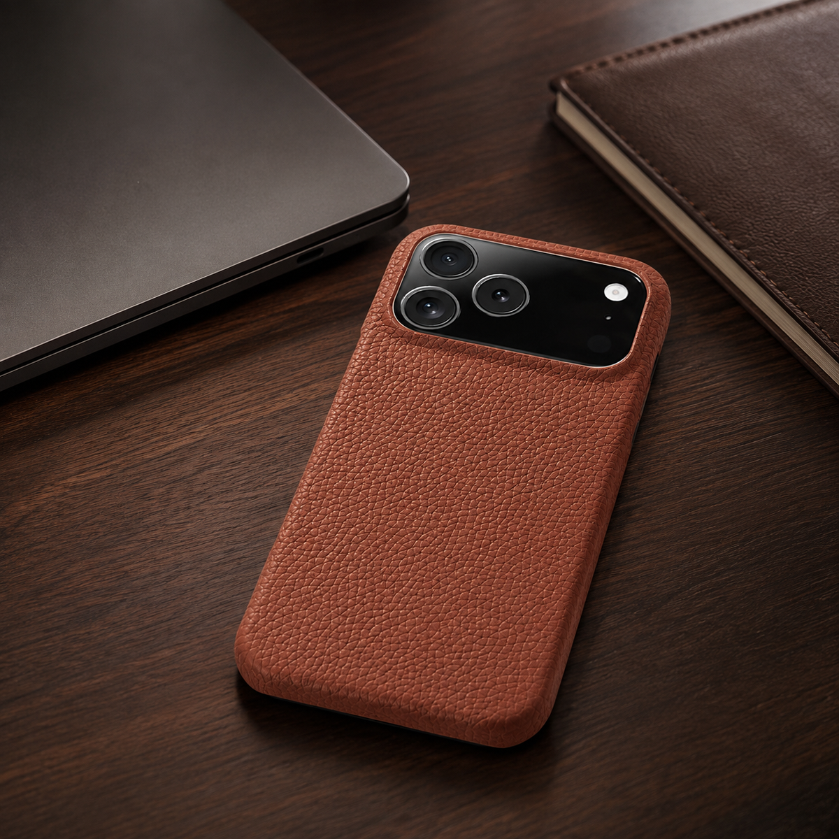 Premium iPhone Case MagSafe Genuine Cowhide Leather Magnetic Protective Cover Lychee Texture Hard PC Back Non Slip Slim Anti Scratch Full Coverage Case