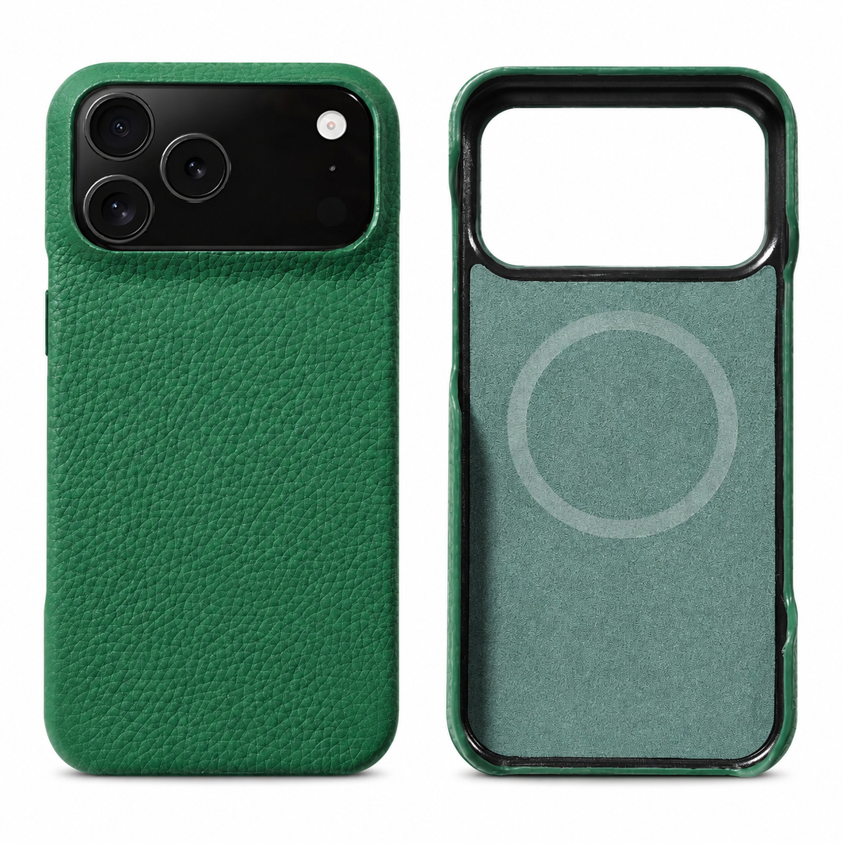 Premium iPhone Case MagSafe Genuine Cowhide Leather Magnetic Protective Cover Lychee Texture Hard PC Back Non Slip Slim Anti Scratch Full Coverage Case