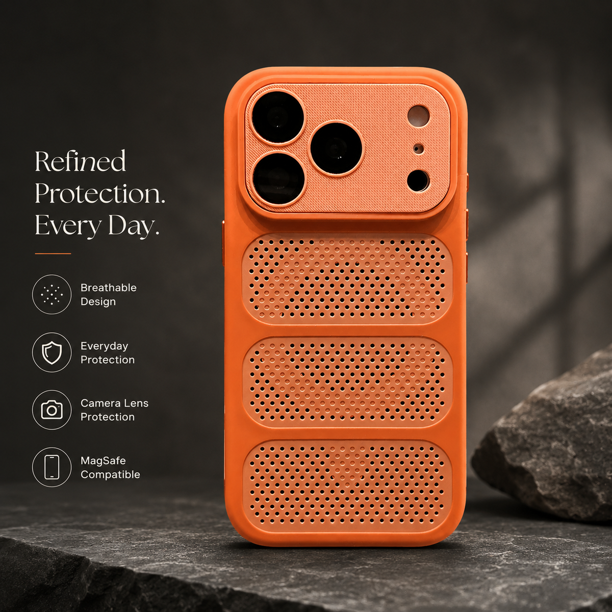 Premium iPhone Case MagSafe Heat Dissipation Mesh Magnetic Shockproof Acrylic Protective Cover Matte Soft Washable Slim Cooling Bumper Case