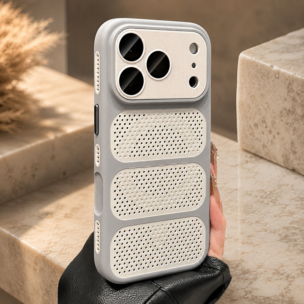 Premium iPhone Case MagSafe Heat Dissipation Mesh Magnetic Shockproof Acrylic Protective Cover Matte Soft Washable Slim Cooling Bumper Case