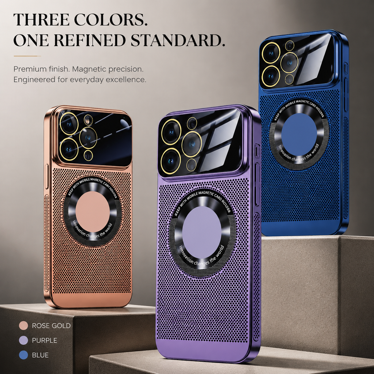 Premium iPhone Case MagSafe Heat Dissipation Metal Frame Shockproof Camera Lens Protection Electroplated Slim Protective Cover Magnetic Cooling Design