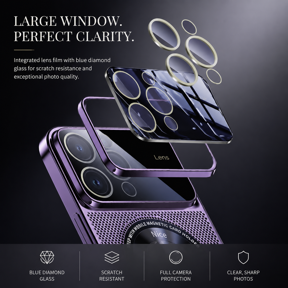 Premium iPhone Case MagSafe Heat Dissipation Metal Frame Shockproof Camera Lens Protection Electroplated Slim Protective Cover Magnetic Cooling Design