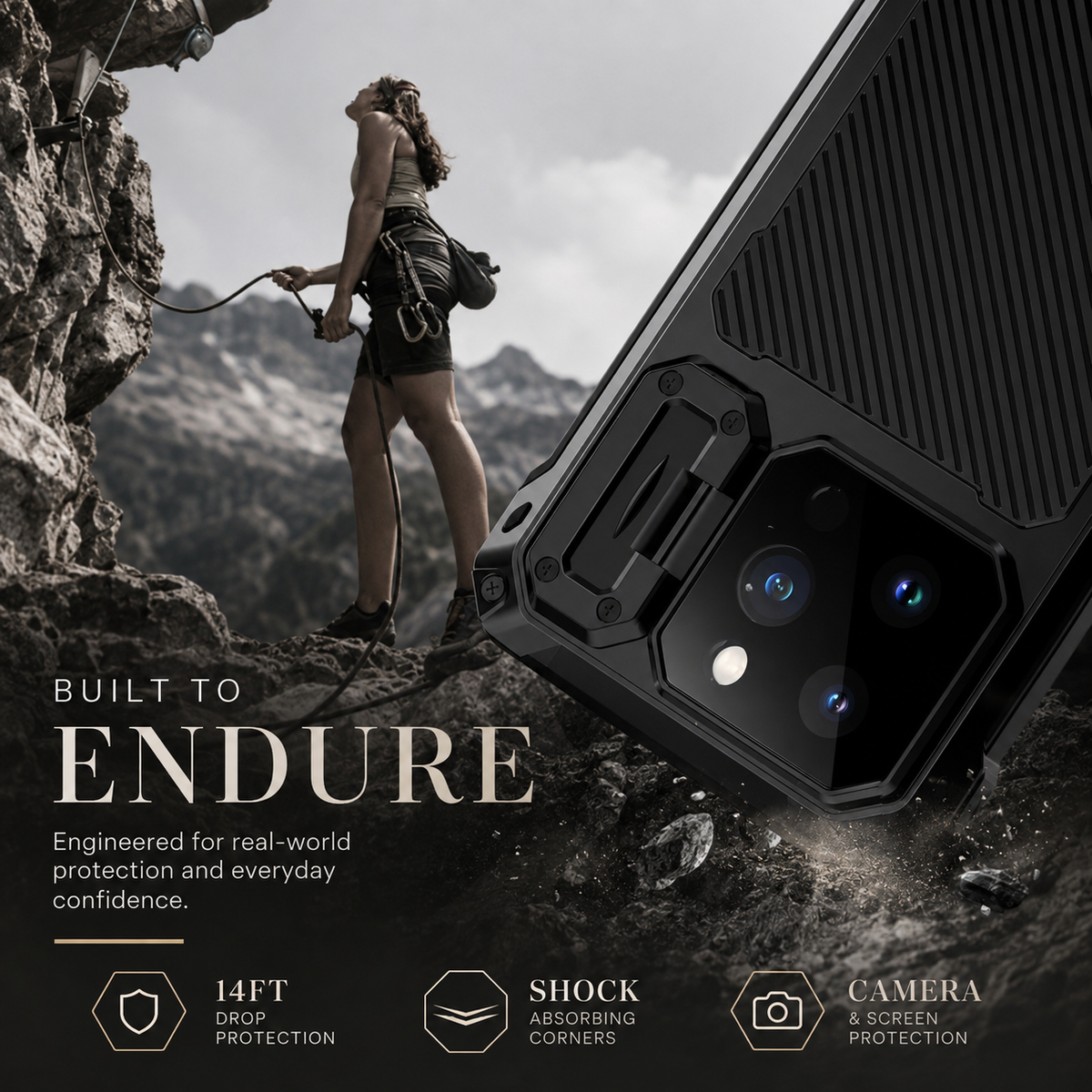 Premium iPhone Case MagSafe Heavy Duty Aluminum Armor Shockproof Full Coverage Camera Screen Protection Kickstand Non Slip Dual Layer Rugged Case