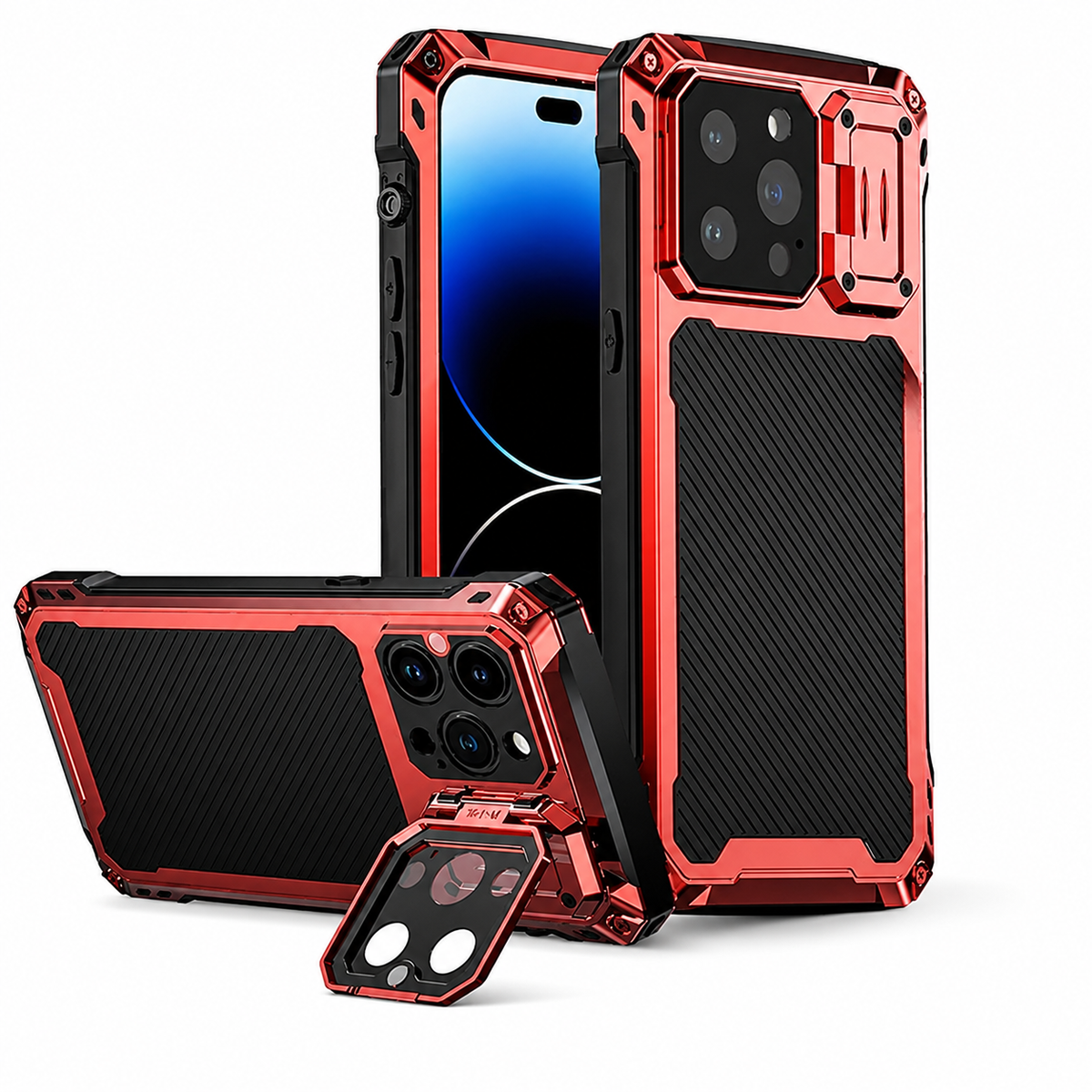 Premium iPhone Case MagSafe Heavy Duty Aluminum Armor Shockproof Full Coverage Camera Screen Protection Kickstand Non Slip Dual Layer Rugged Case
