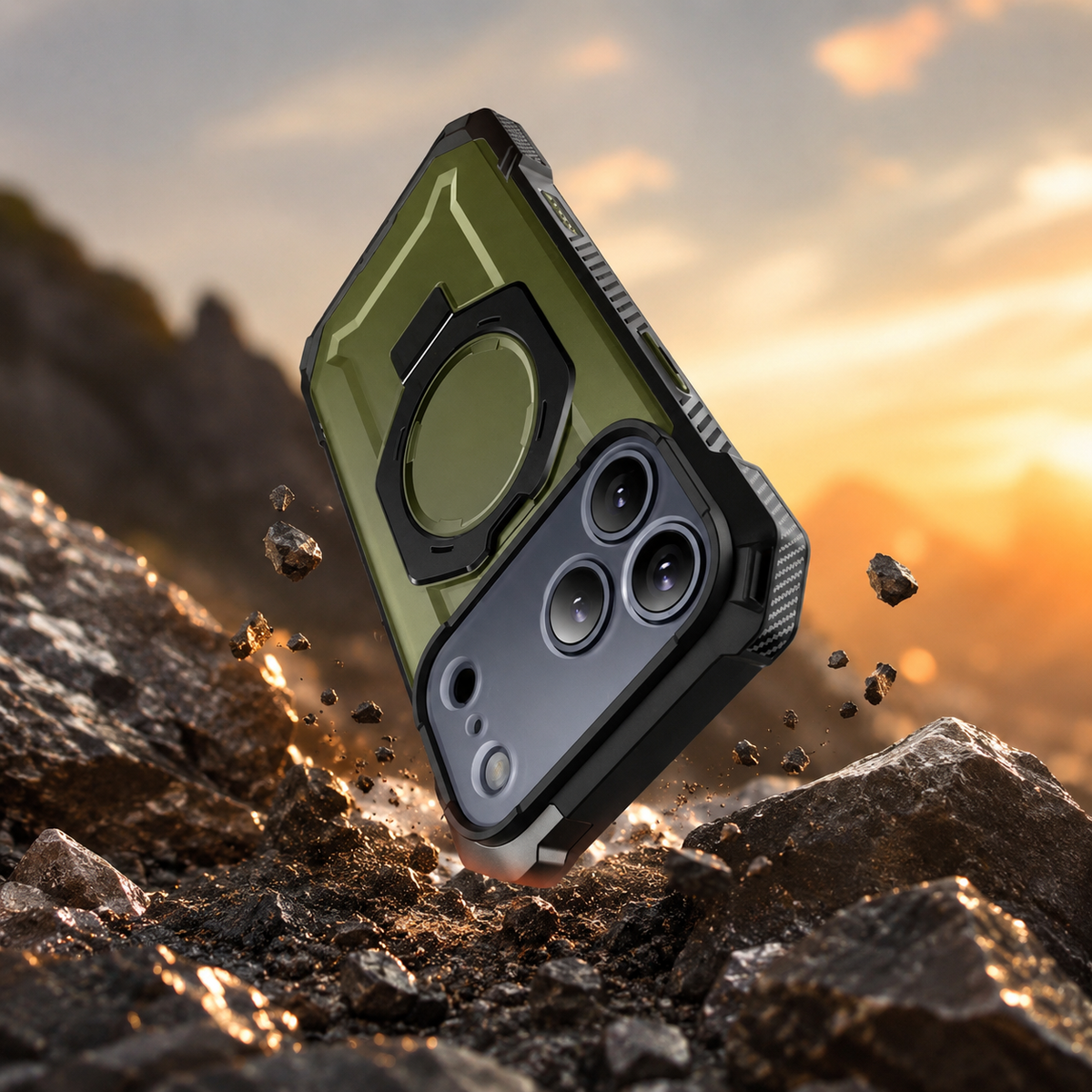 Premium iPhone Case MagSafe Heavy Duty Rugged Shockproof PC TPU Protective Cover Camera Control Button Magnetic Kickstand Non Slip Armor Bumper Case