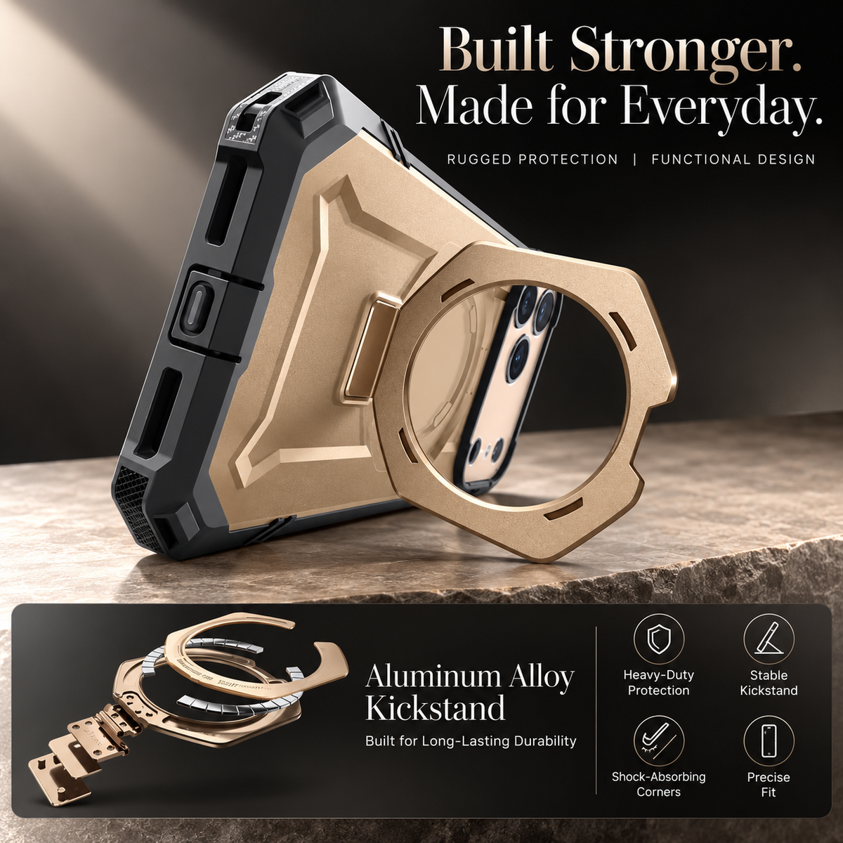 Premium iPhone Case MagSafe Heavy Duty Rugged Shockproof PC TPU Protective Cover Camera Control Button Magnetic Kickstand Non Slip Armor Bumper Case