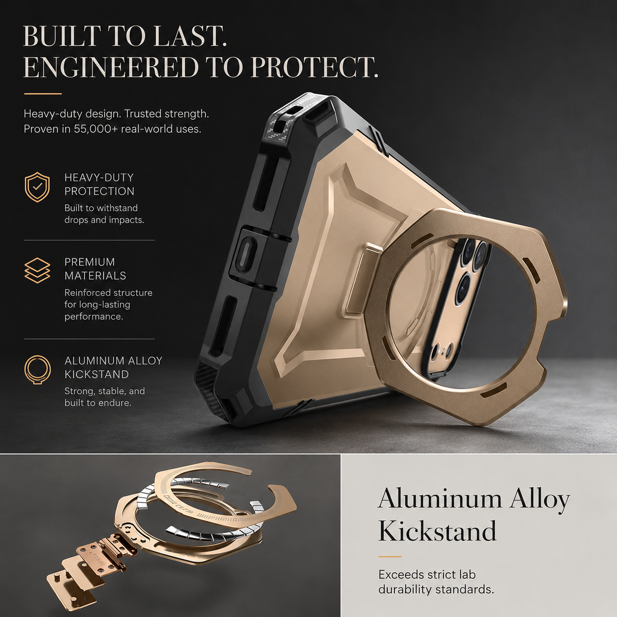 Premium iPhone Case MagSafe Heavy Duty Rugged Shockproof PC TPU Protective Cover Camera Control Button Magnetic Kickstand Non Slip Armor Bumper Case