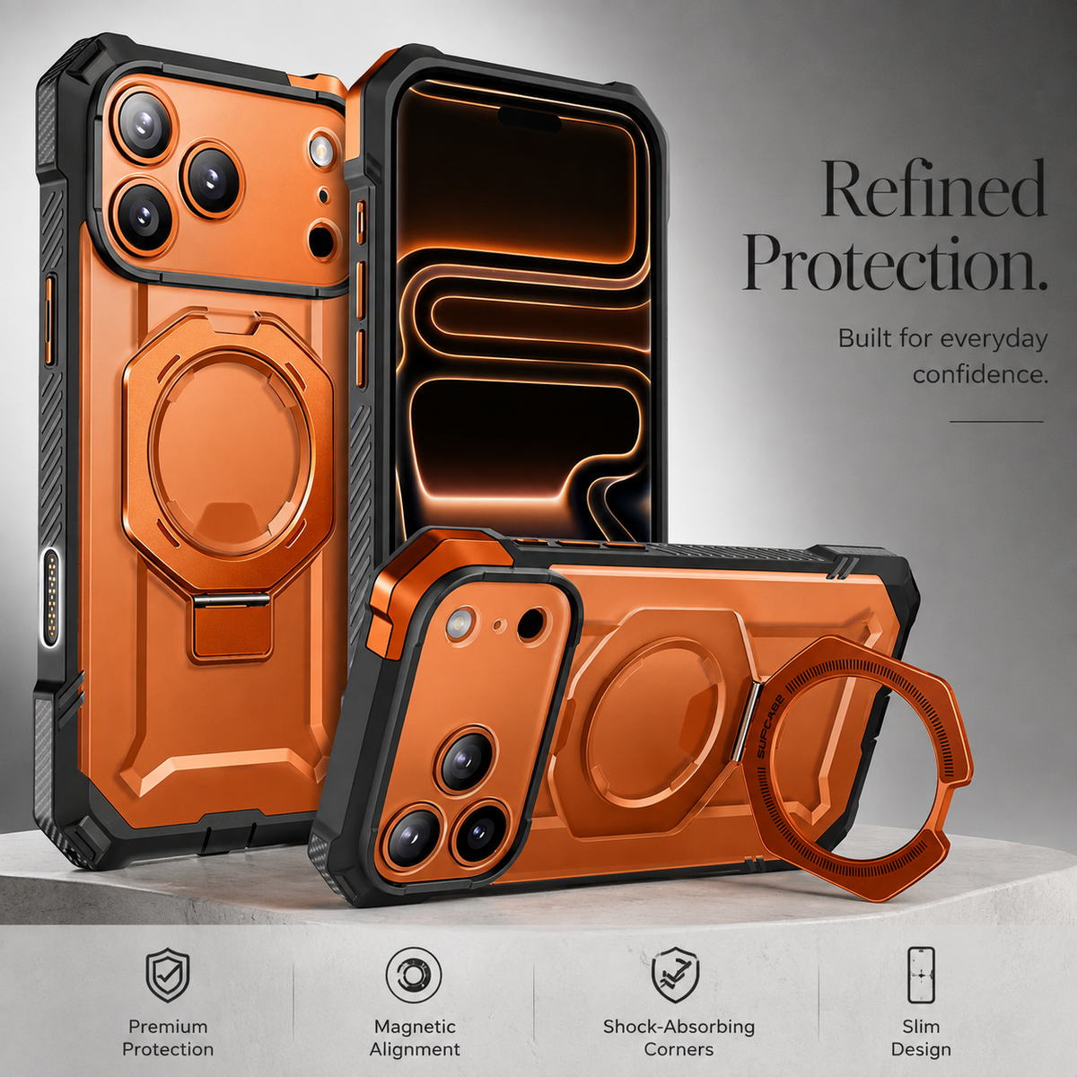 Premium iPhone Case MagSafe Heavy Duty Rugged Shockproof PC TPU Protective Cover Camera Control Button Magnetic Kickstand Non Slip Armor Bumper Case