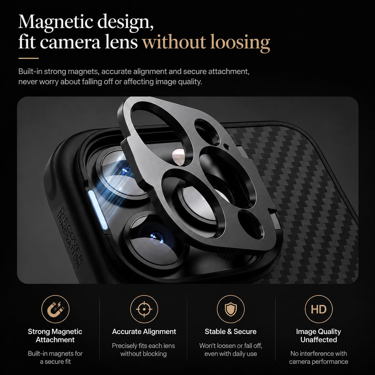 Premium iPhone Case MagSafe Kevlar 600D Aramid Fiber Camera Ring Stand Shockproof Anti Fingerprint Half Wrapped Cover Slim Protective Design