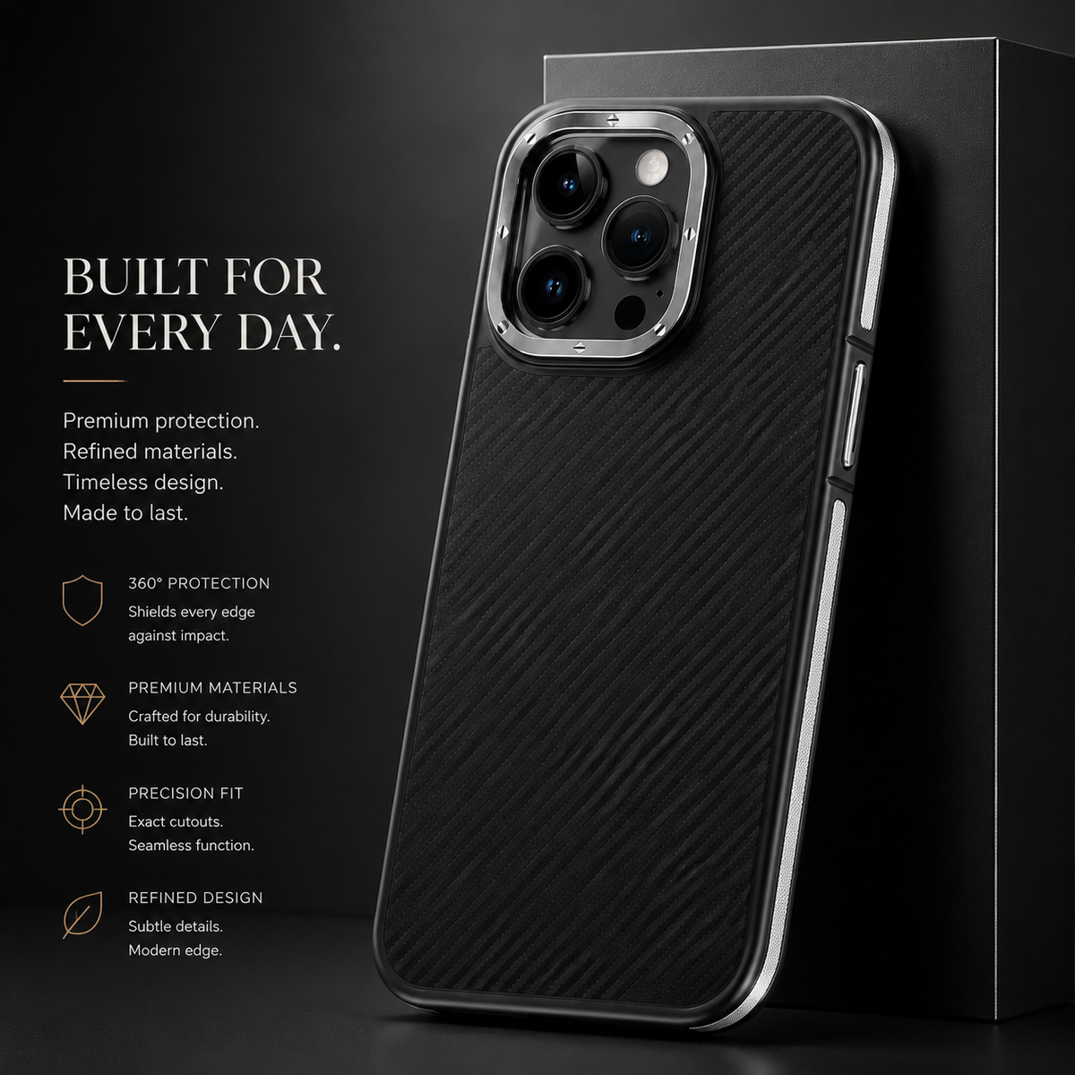 Premium iPhone Case MagSafe Kevlar Carbon Fiber Magnetic Cover Shockproof Camera Ring Protection Anti Fingerprint Half Wrapped Slim Protective Design