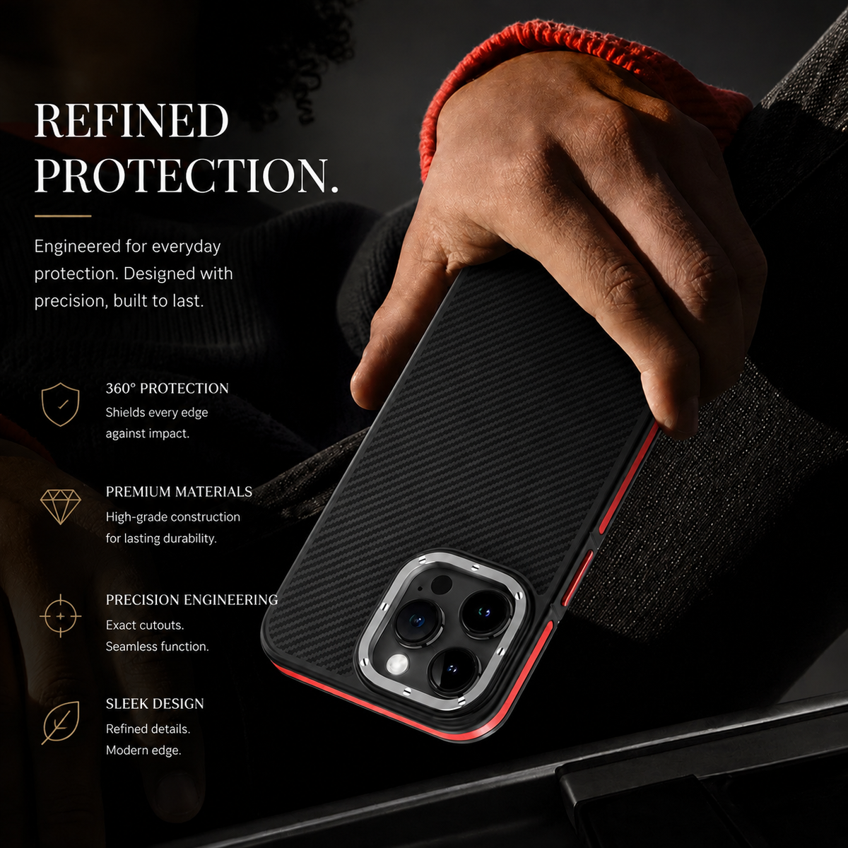 Premium iPhone Case MagSafe Kevlar Carbon Fiber Magnetic Cover Shockproof Camera Ring Protection Anti Fingerprint Half Wrapped Slim Protective Design
