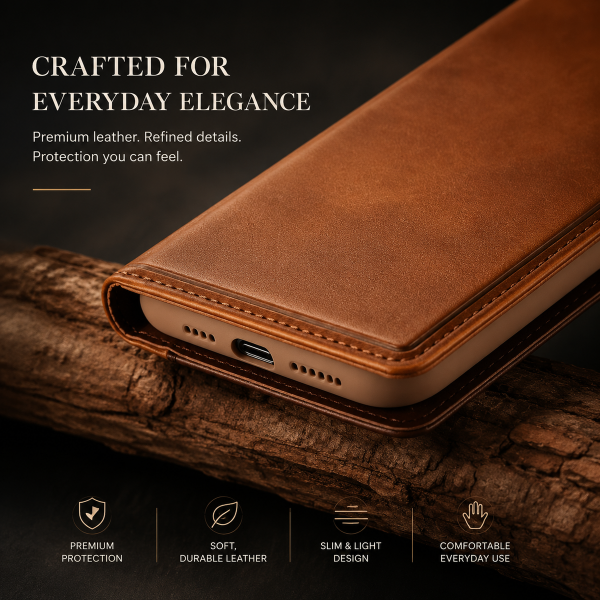 Premium iPhone Case MagSafe Leather Flip Wallet Card Holder Magnetic Closure Shockproof Camera Lens Protection Slim Full Coverage Protective Cover Fit