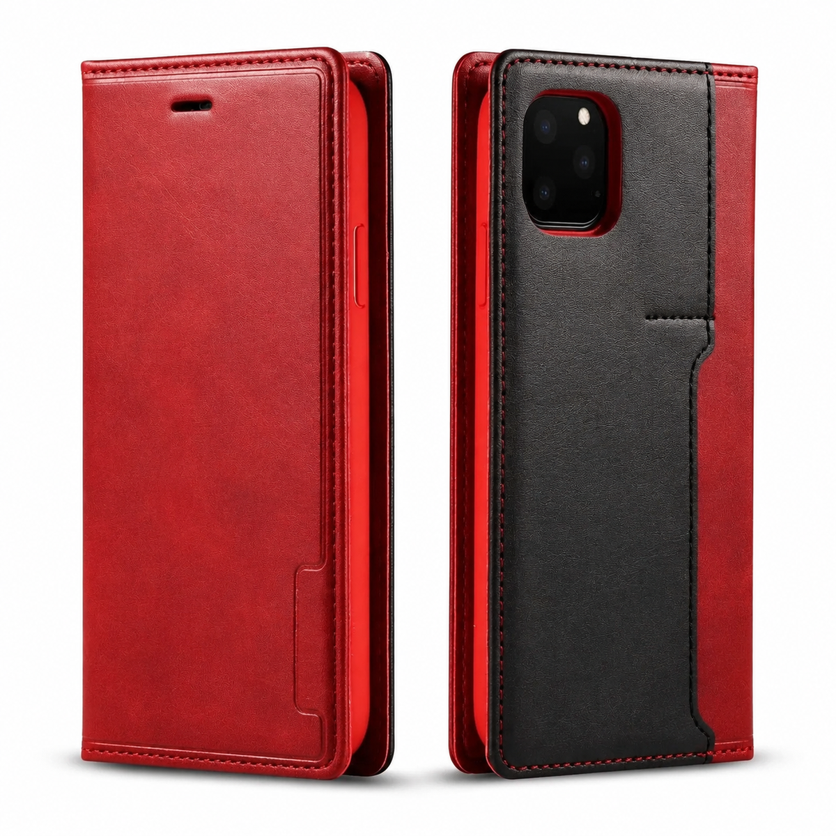 Premium iPhone Case MagSafe Leather Flip Wallet Card Holder Magnetic Closure Shockproof Camera Lens Protection Slim Full Coverage Protective Cover Fit