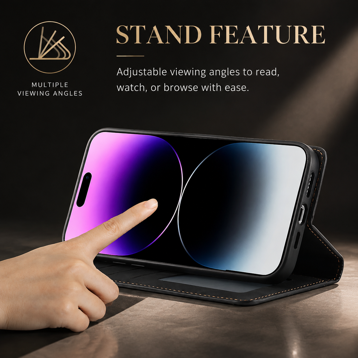 Premium iPhone Case MagSafe Leather Flip Wallet Suede Card Holder Cash Pocket Stand Magnetic Protective Cover Shockproof Slim Full Coverage Light Case