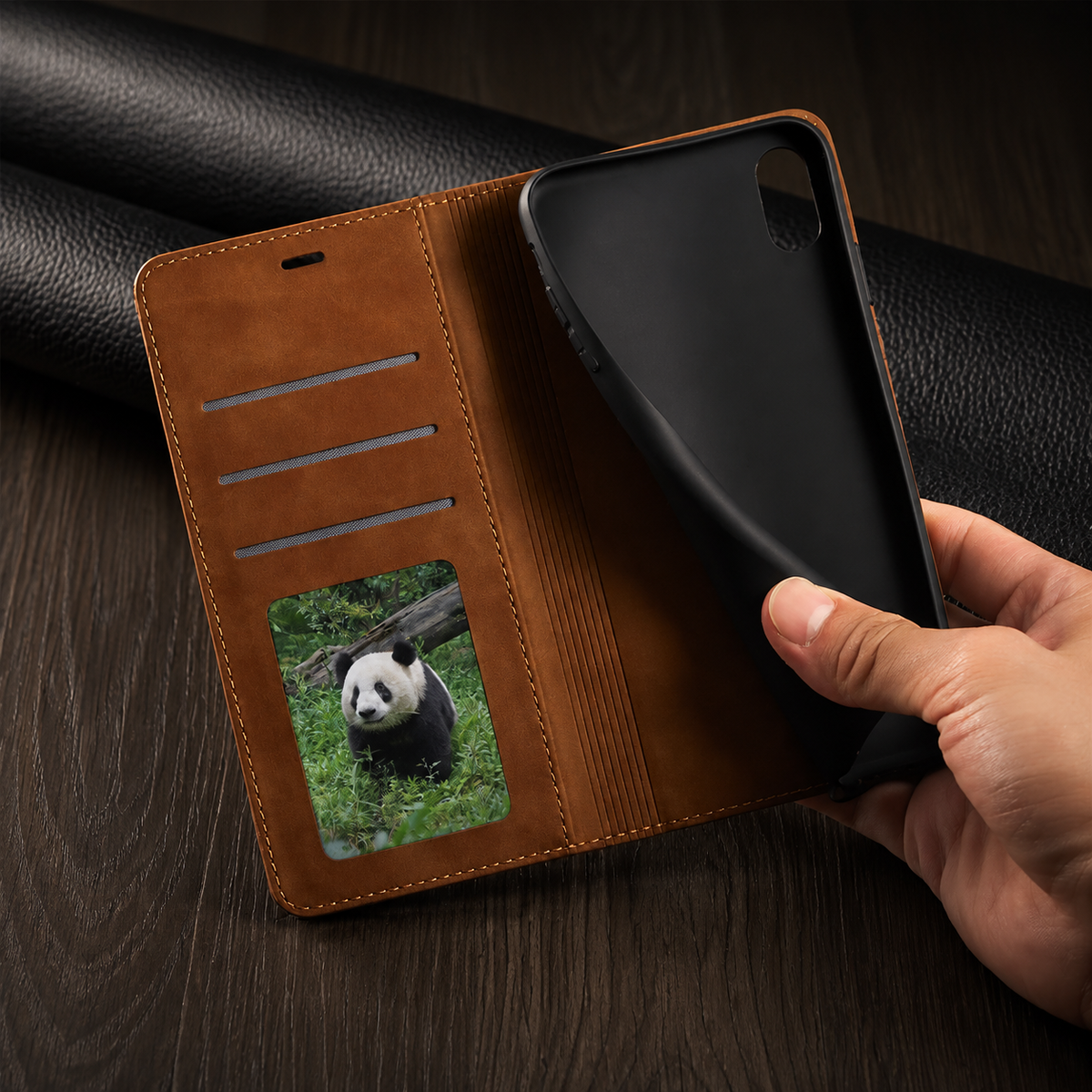 Premium iPhone Case MagSafe Leather Flip Wallet Suede Card Holder Cash Pocket Stand Magnetic Protective Cover Shockproof Slim Full Coverage Light Case