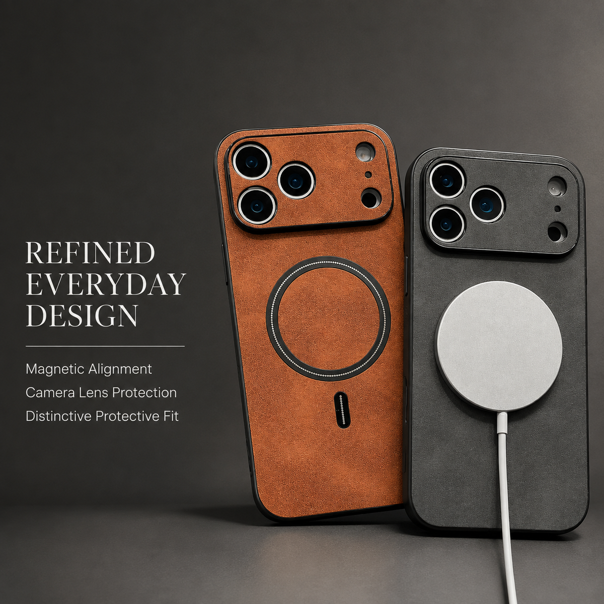 Premium iPhone Case MagSafe Leather Magnetic Protective Cover Shockproof PC TPU Anti Scratch Wireless Charging Slim Non Slip Full Coverage Modern Case