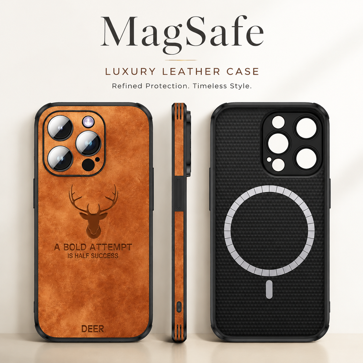 Premium iPhone Case MagSafe Leather Texture Silicone Shockproof Camera Lens Protection Slim Bumper Cover Scratch Wireless Charging Full Coverage Cases