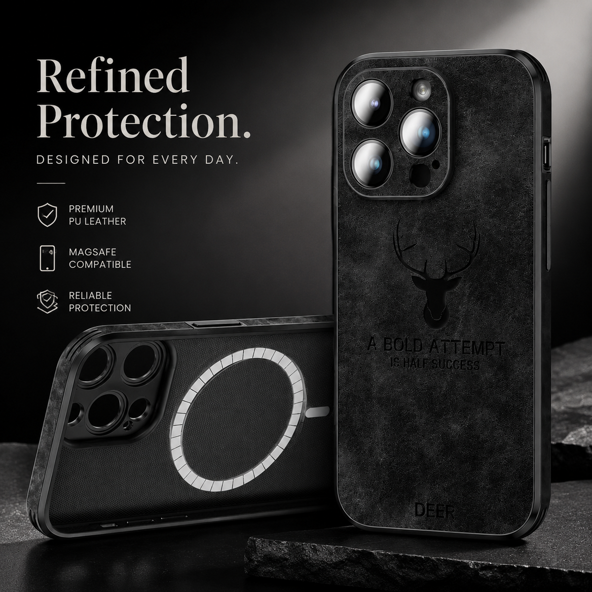Premium iPhone Case MagSafe Leather Texture Silicone Shockproof Camera Lens Protection Slim Bumper Cover Scratch Wireless Charging Full Coverage Cases