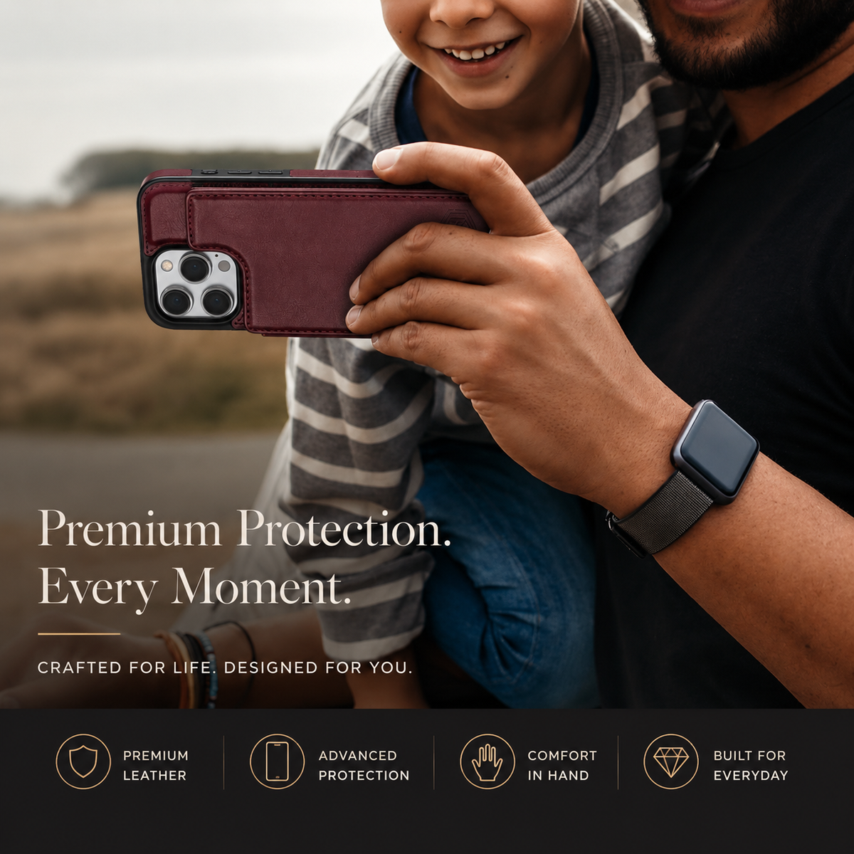 Premium iPhone Case MagSafe Leather Wallet Card Holder Flip Stand Magnetic Closure RFID Protective Cover Shockproof Camera Bumper Full Coverage Modern