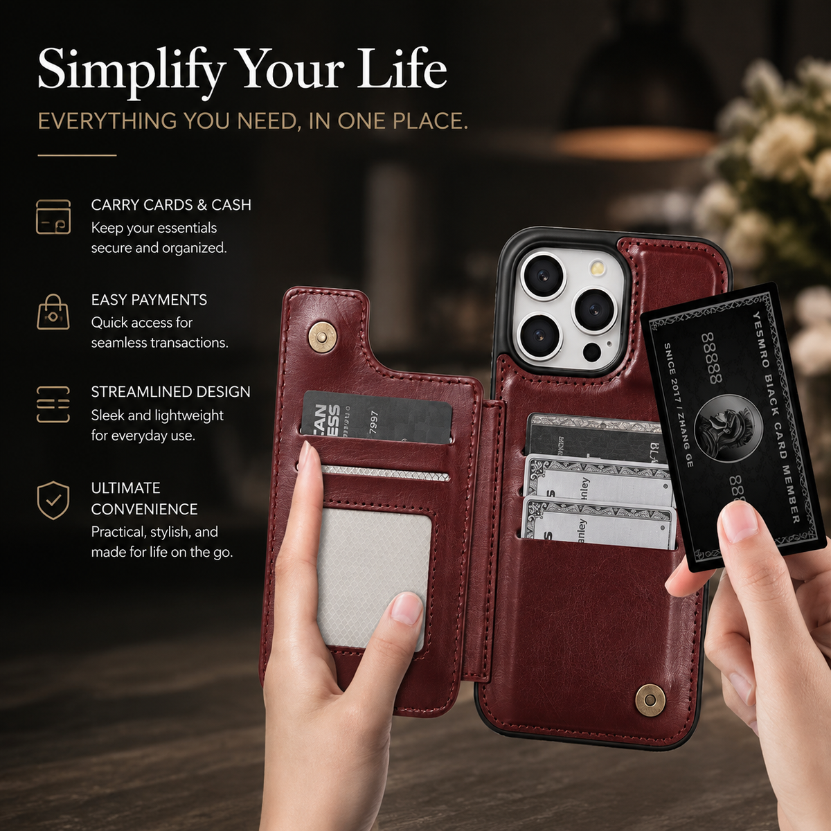 Premium iPhone Case MagSafe Leather Wallet Card Holder Flip Stand Magnetic Closure RFID Protective Cover Shockproof Camera Bumper Full Coverage Modern