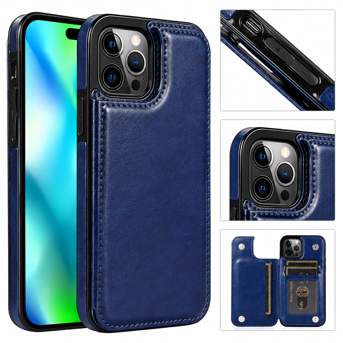 Premium iPhone Case MagSafe Leather Wallet Card Holder Flip Stand Magnetic Closure RFID Protective Cover Shockproof Camera Bumper Full Coverage Modern
