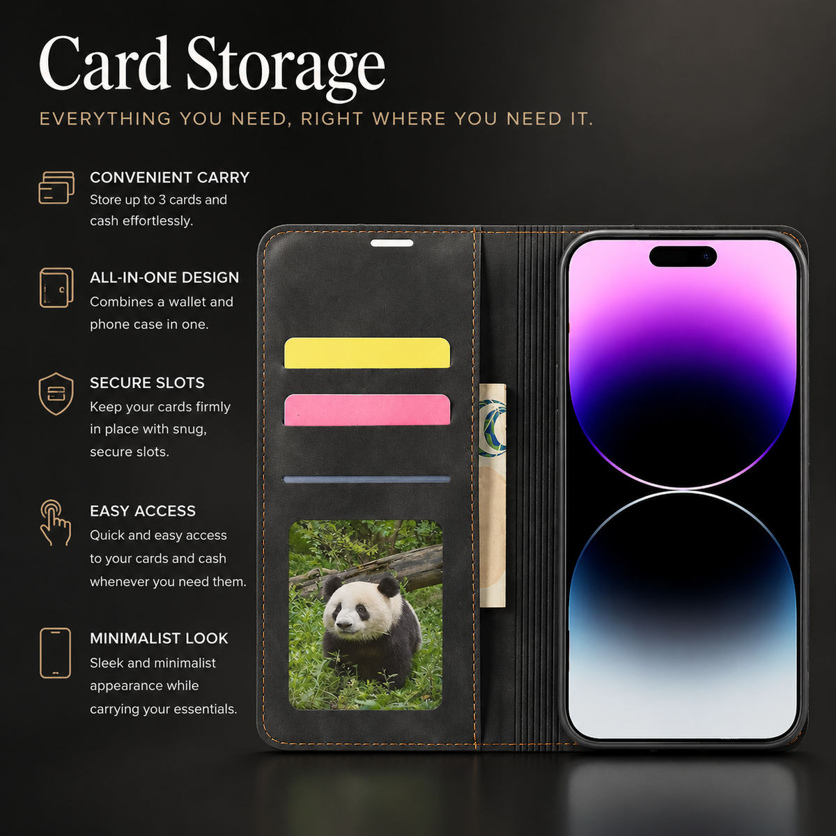 Premium iPhone Case MagSafe Leather Wallet Card Holder Flip Stand Magnetic Closure Shockproof Protective Cover Camera Protection Slim Executive Design