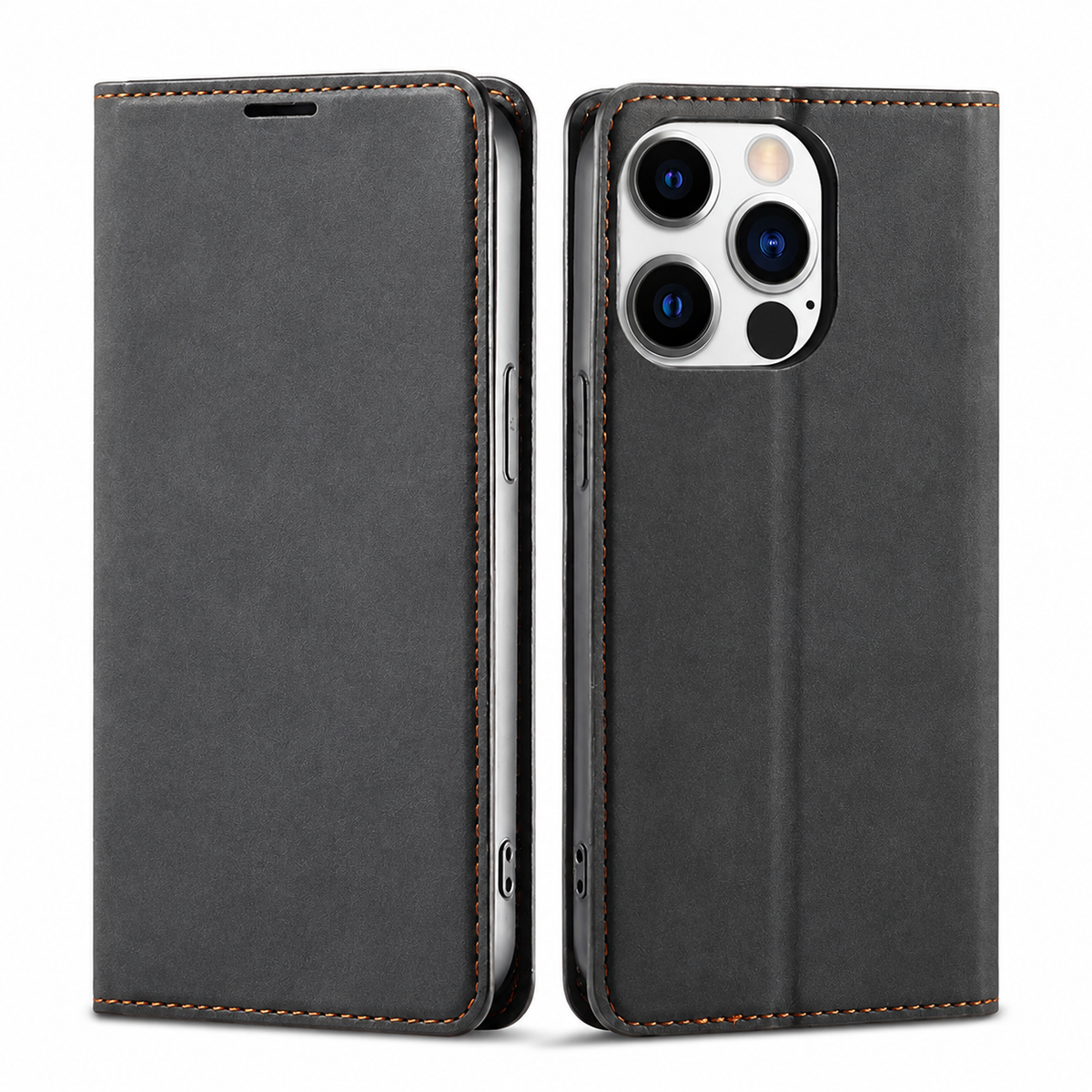 Premium iPhone Case MagSafe Leather Wallet Card Holder Flip Stand Magnetic Closure Shockproof Protective Cover Camera Protection Slim Executive Design