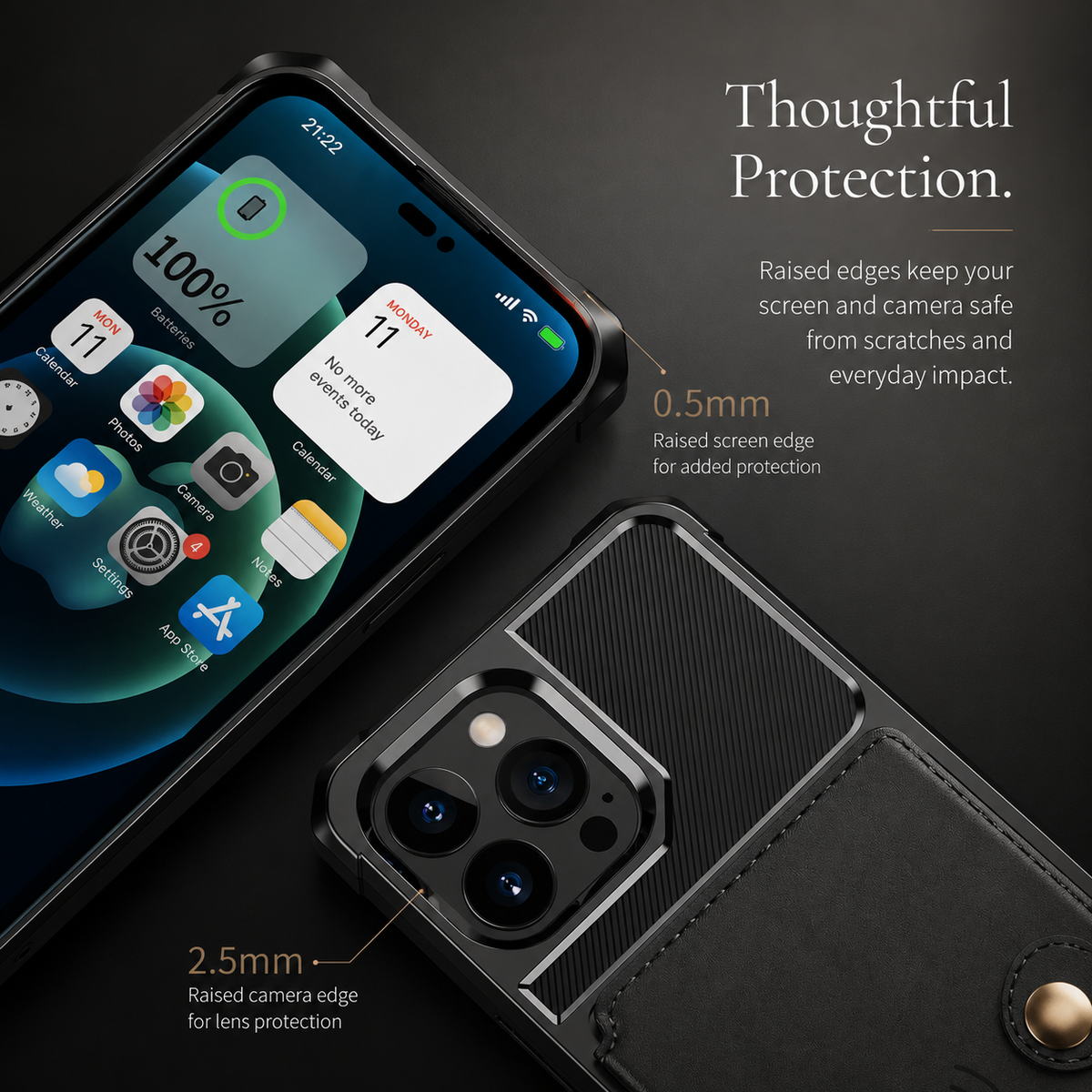 Premium iPhone Case MagSafe Leather Wallet Card Holder Flip Stand Shockproof Protective Cover Anti Fingerprint Anti Scratch Slim Magnet 360 Full Cover