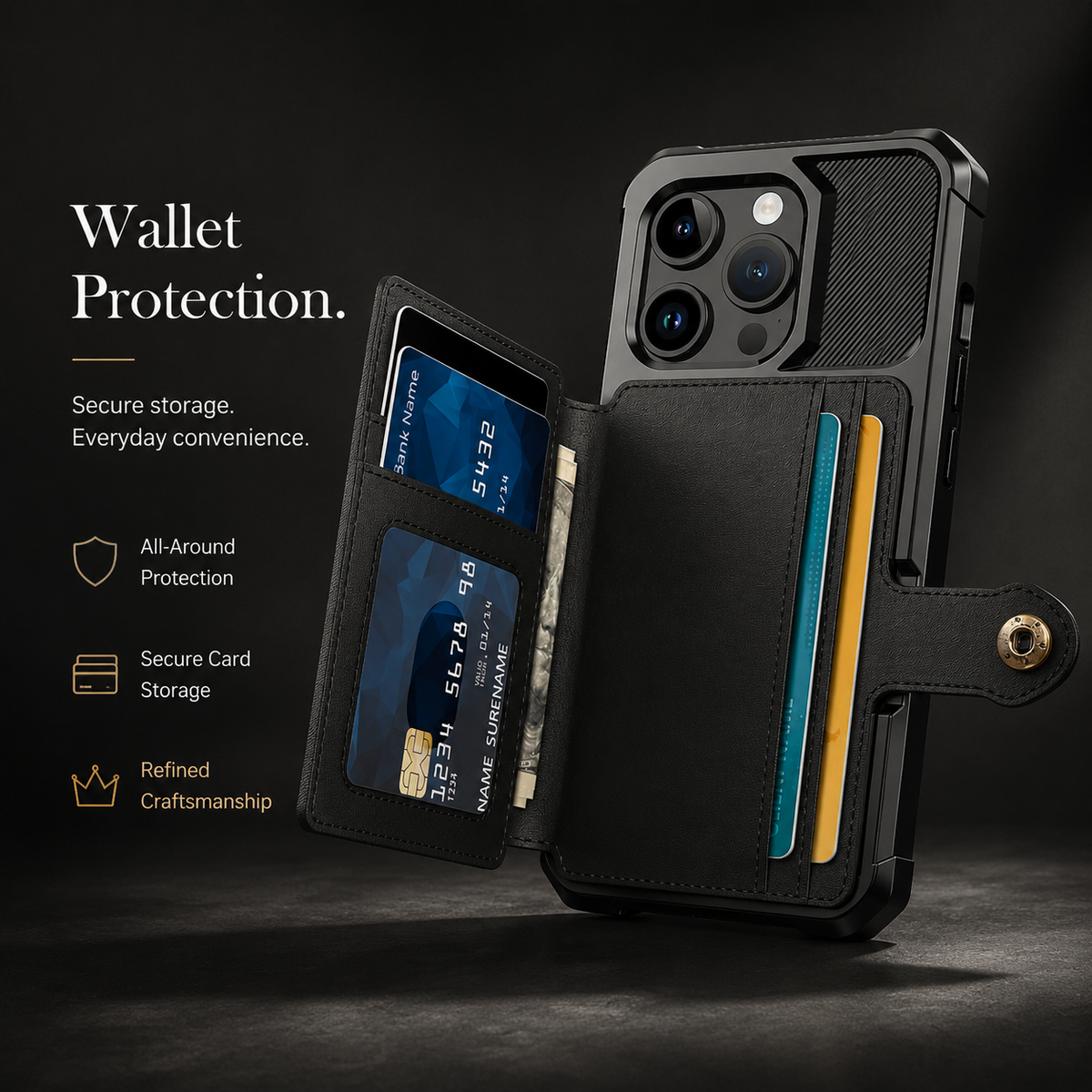 Premium iPhone Case MagSafe Leather Wallet Card Holder Flip Stand Shockproof Protective Cover Anti Fingerprint Anti Scratch Slim Magnet 360 Full Cover