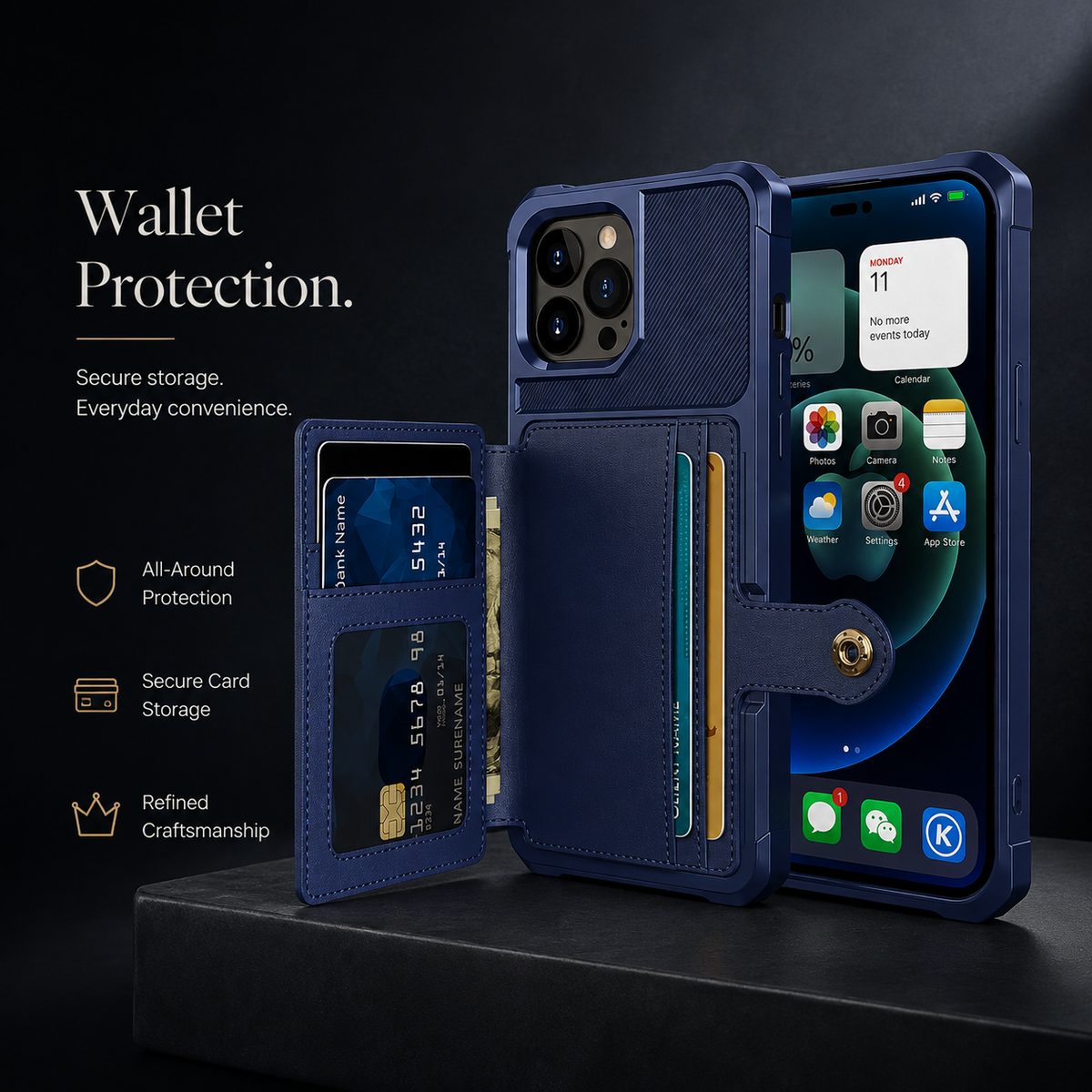Premium iPhone Case MagSafe Leather Wallet Card Holder Flip Stand Shockproof Protective Cover Anti Fingerprint Anti Scratch Slim Magnet 360 Full Cover