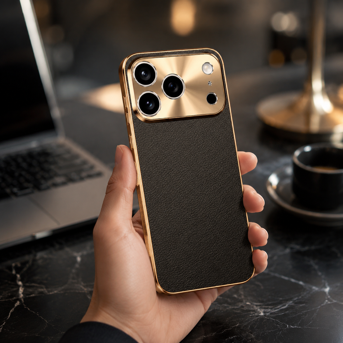 Premium iPhone Case MagSafe Lychee Leather Back Electroplated Frame Shockproof Camera Lens Protection Full Coverage Slim Magnetic Protective Cover