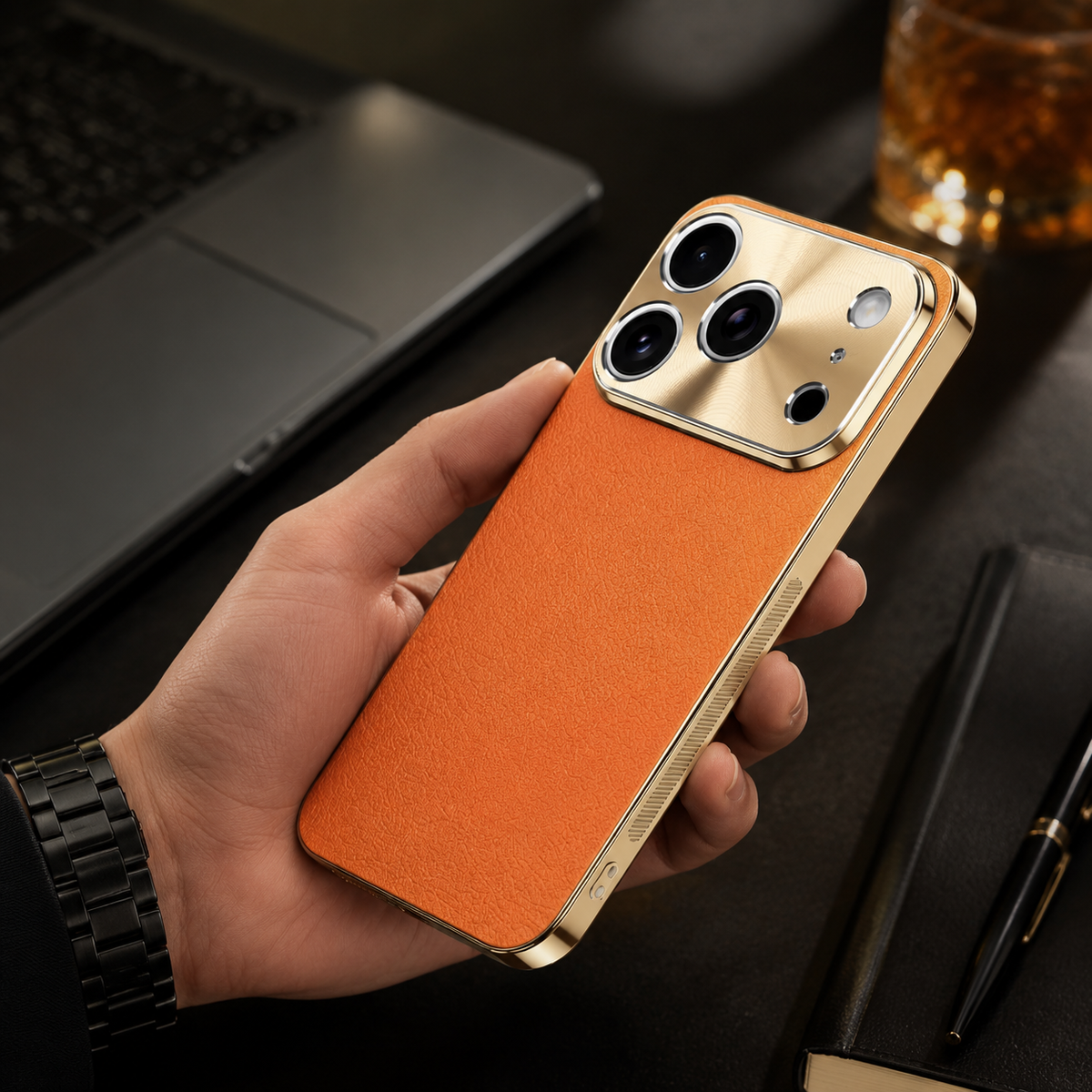 Premium iPhone Case MagSafe Lychee Leather Back Electroplated Frame Shockproof Camera Lens Protection Full Coverage Slim Magnetic Protective Cover