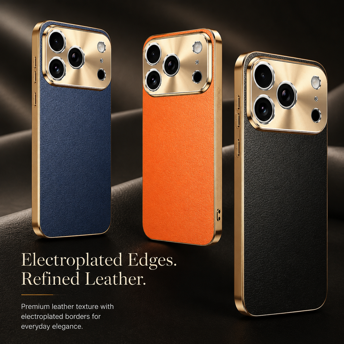 Premium iPhone Case MagSafe Lychee Leather Back Electroplated Frame Shockproof Camera Lens Protection Full Coverage Slim Magnetic Protective Cover