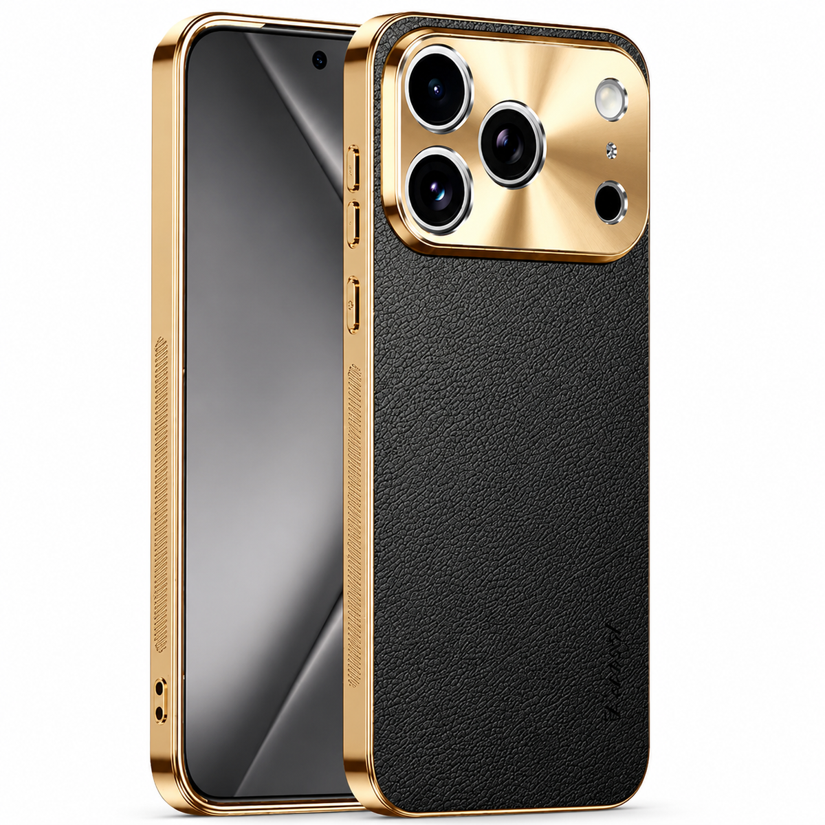 Premium iPhone Case MagSafe Lychee Leather Back Electroplated Frame Shockproof Camera Lens Protection Full Coverage Slim Magnetic Protective Cover