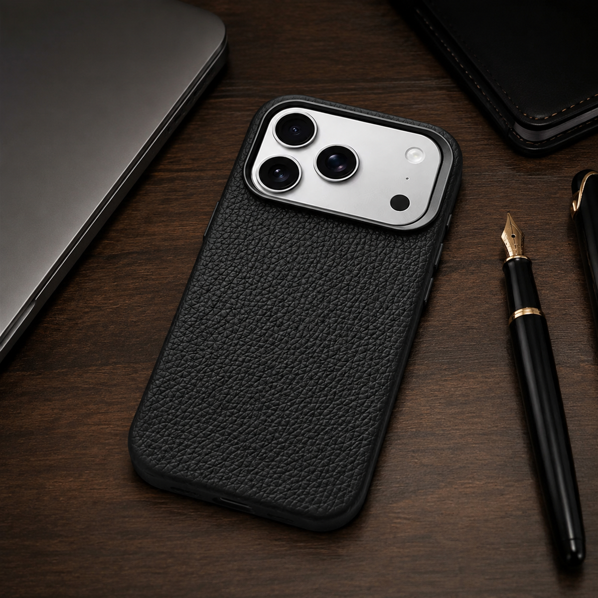 Premium iPhone Case MagSafe Lychee Leather Magnetic Shockproof Protective Cover Alloy Camera Lens Anti Scratch Non Slip Matte Full Coverage Business Case