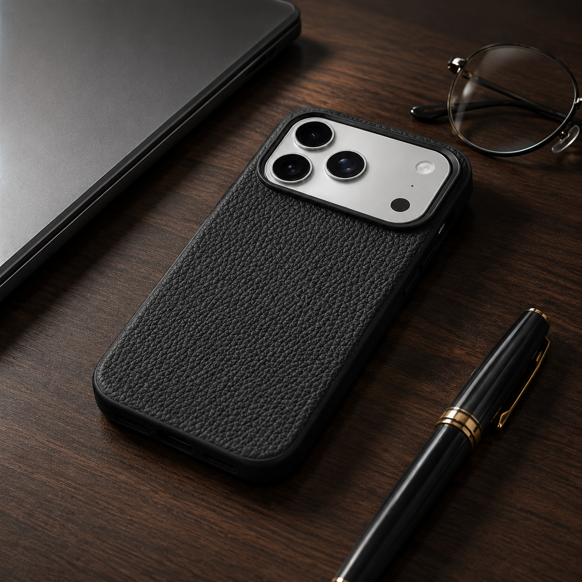Premium iPhone Case MagSafe Lychee Leather Magnetic Shockproof Protective Cover Alloy Camera Lens Anti Scratch Non Slip Matte Full Coverage Business Case