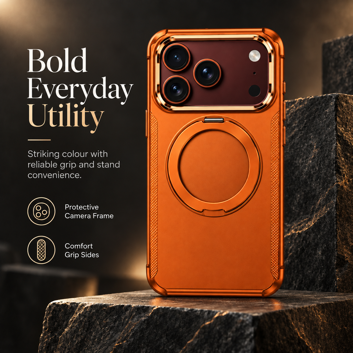 Premium iPhone Case MagSafe Magnetic 360 Ring Stand Foldable Cover Full Protection Fingerprint Resistant Shockproof Bumper Slim Durable Phone Cover Case