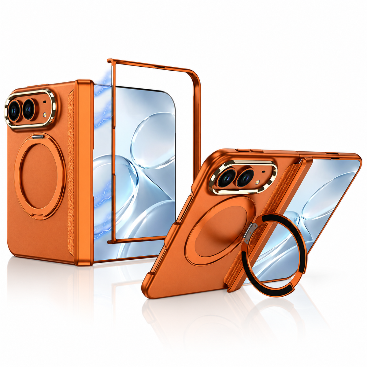 Premium iPhone Case MagSafe Magnetic 360 Ring Stand Foldable Cover Full Protection Fingerprint Resistant Shockproof Bumper Slim Durable Phone Cover Case