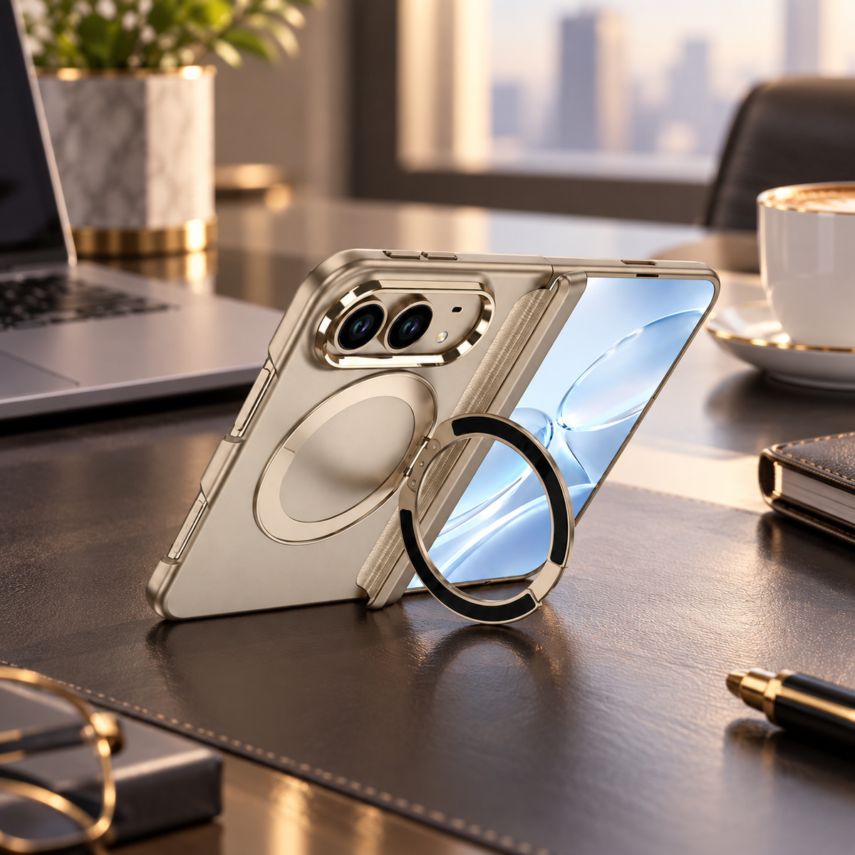 Premium iPhone Case MagSafe Magnetic 360 Ring Stand Foldable Cover Full Protection Fingerprint Resistant Shockproof Bumper Slim Durable Phone Cover Case